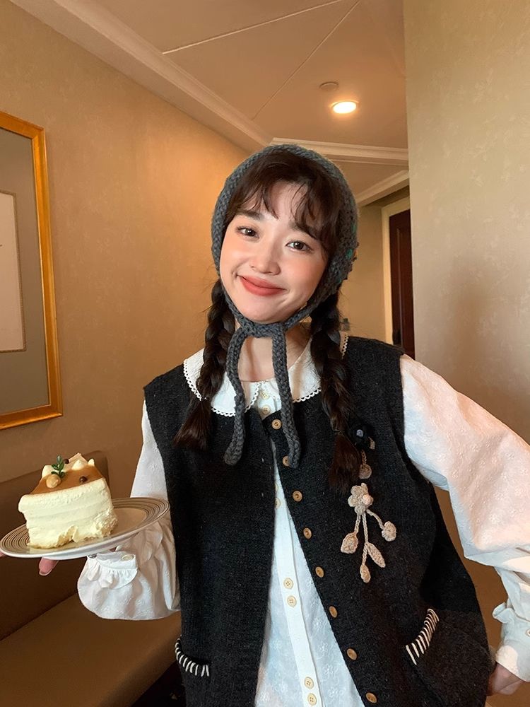 Embroidered Crochet Knit Vest【s0000005899】