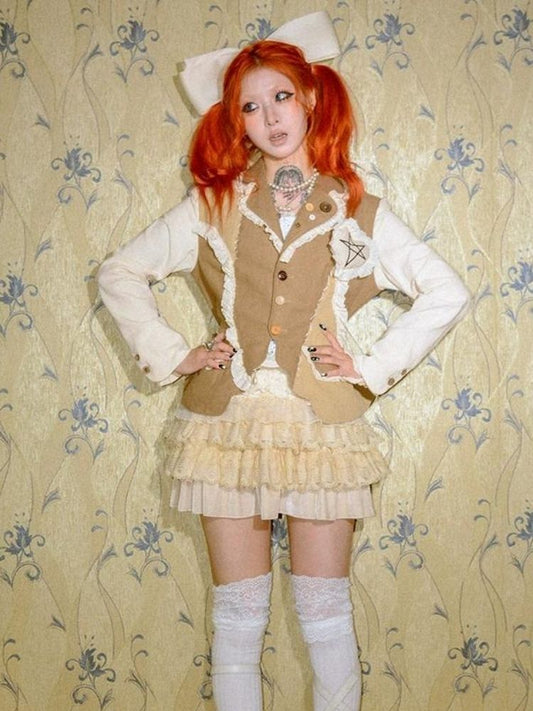 Patchwork color collision jacket【s0000004844】 