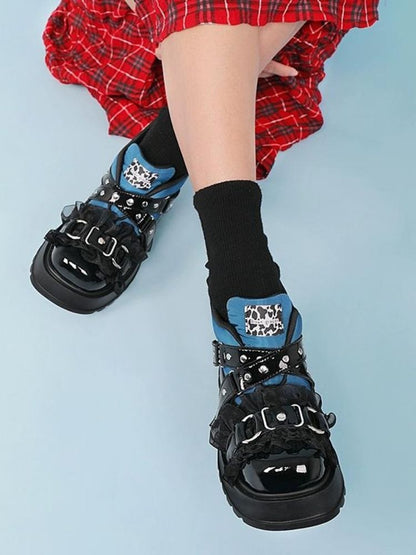 Ruffle Buckle Velcro Platform Shoes【s0000002675】