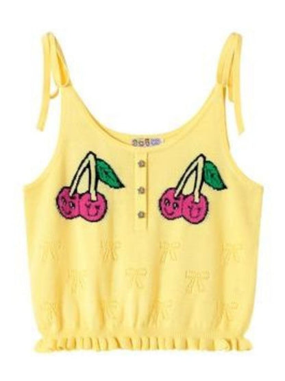 Cherry yellow strap camisole【s0000002109】