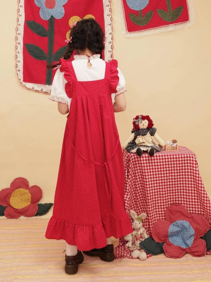 Vintage Girly Red Jacquard Sundress【s0000003037】