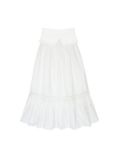 Ruffled Ribbon Shirt &amp; Splicing Lace Skirt【s0000003552】