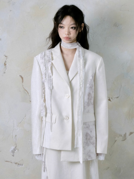 Floral Printed Splicing Irregular Tailored Jacket【s0000004383】