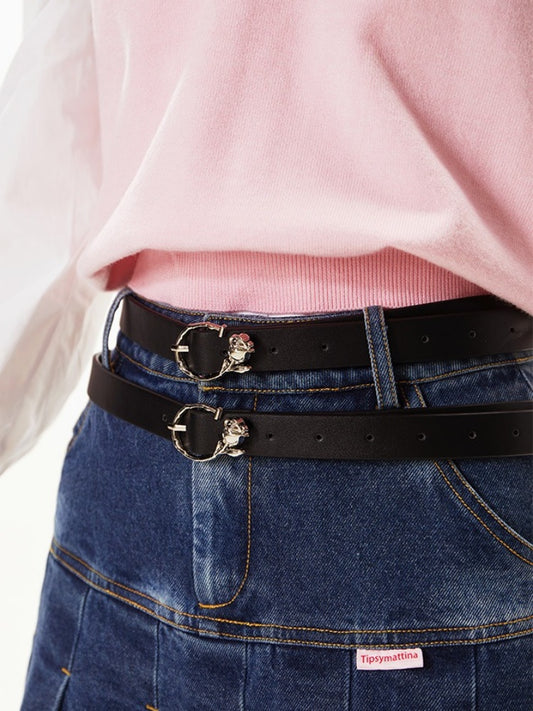 Rose Metal Buckle Narrow Belt【s0000003547】