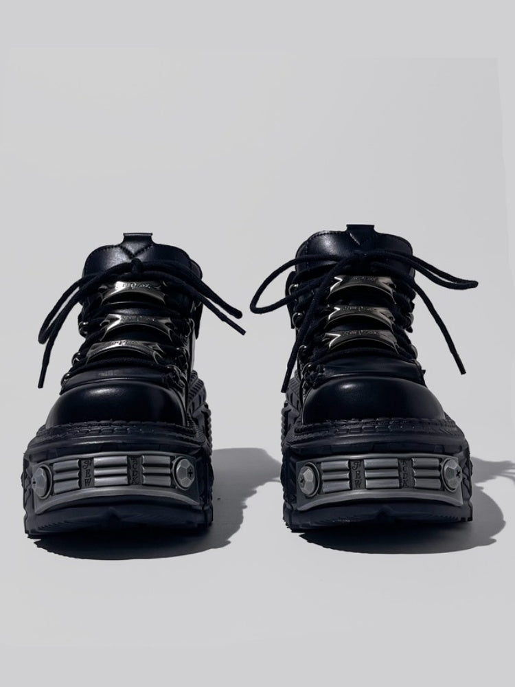 Y2K Metal Punk Style Volume Platform Lace Up Shoes【s0000005192】