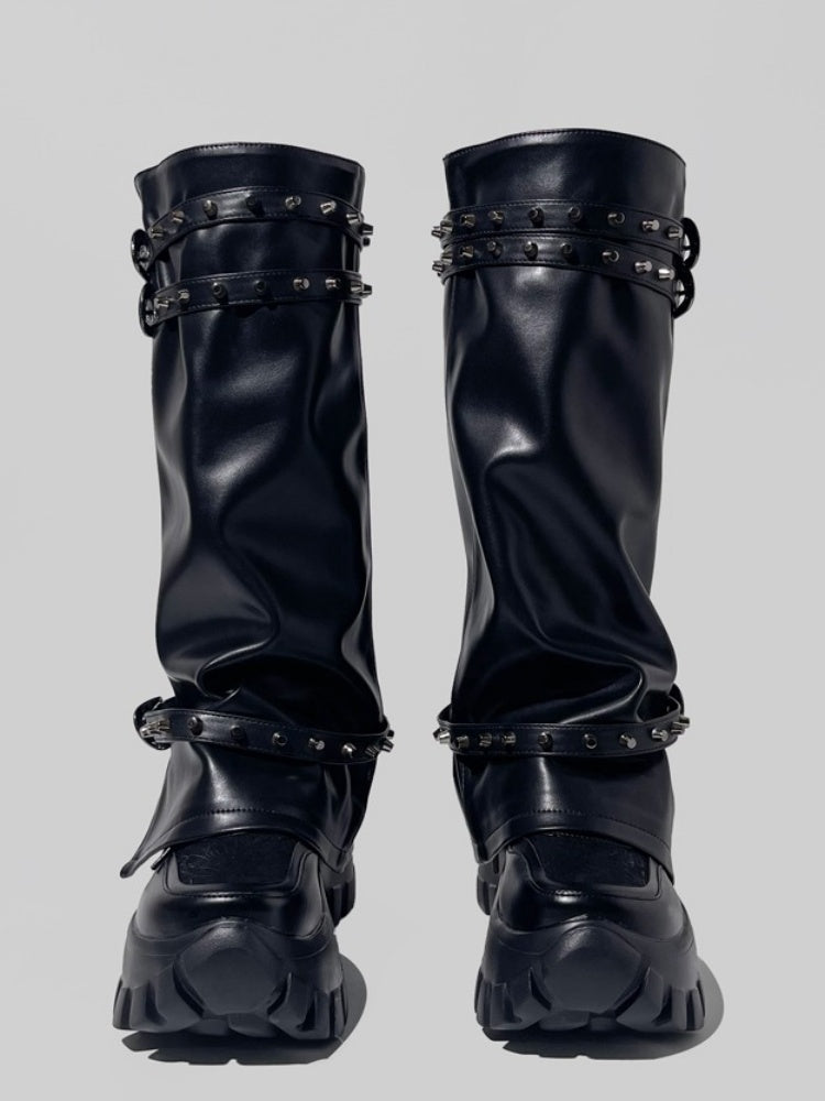 Y2K Punk Style Metal Rivets High Heel Long Boots【s0000005187】