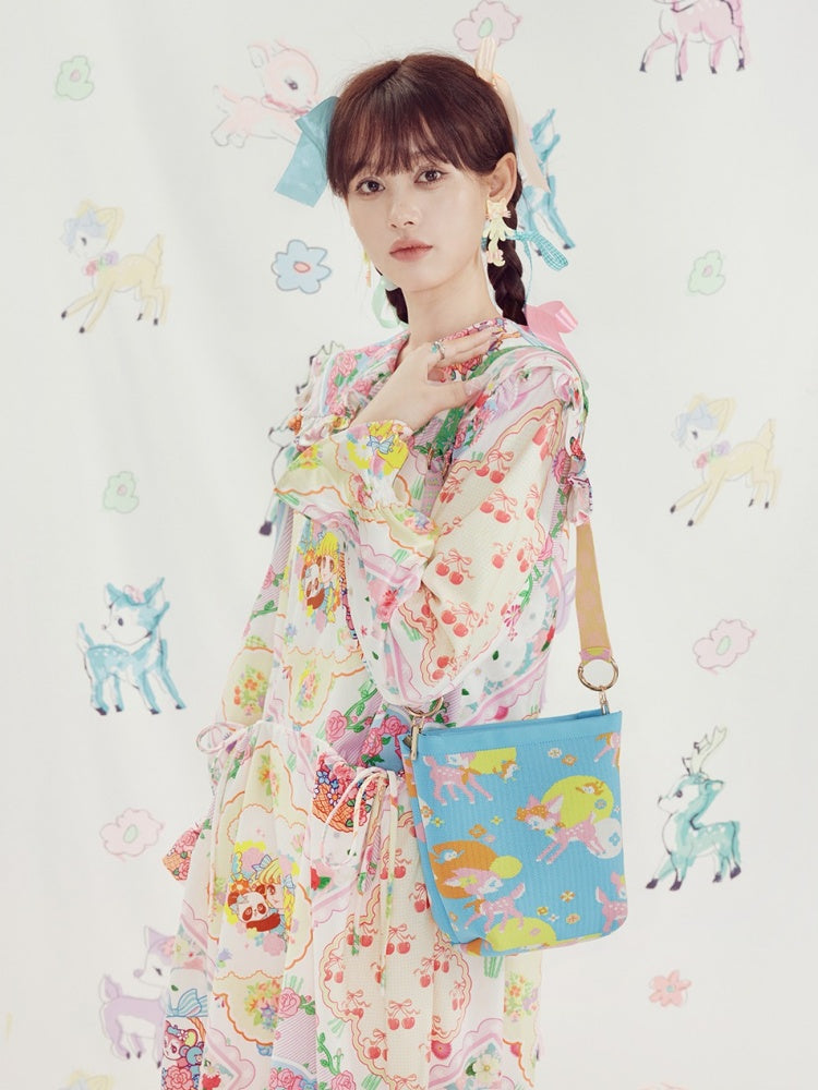 Shimizu Illustration Deer & Cute Ribbon Strap Casual Shoulder Bag【s0000003656】