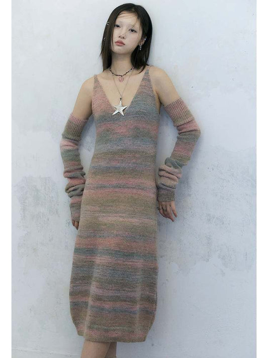 Gradation Knit V-Neck Cami Dress【s0000007576】