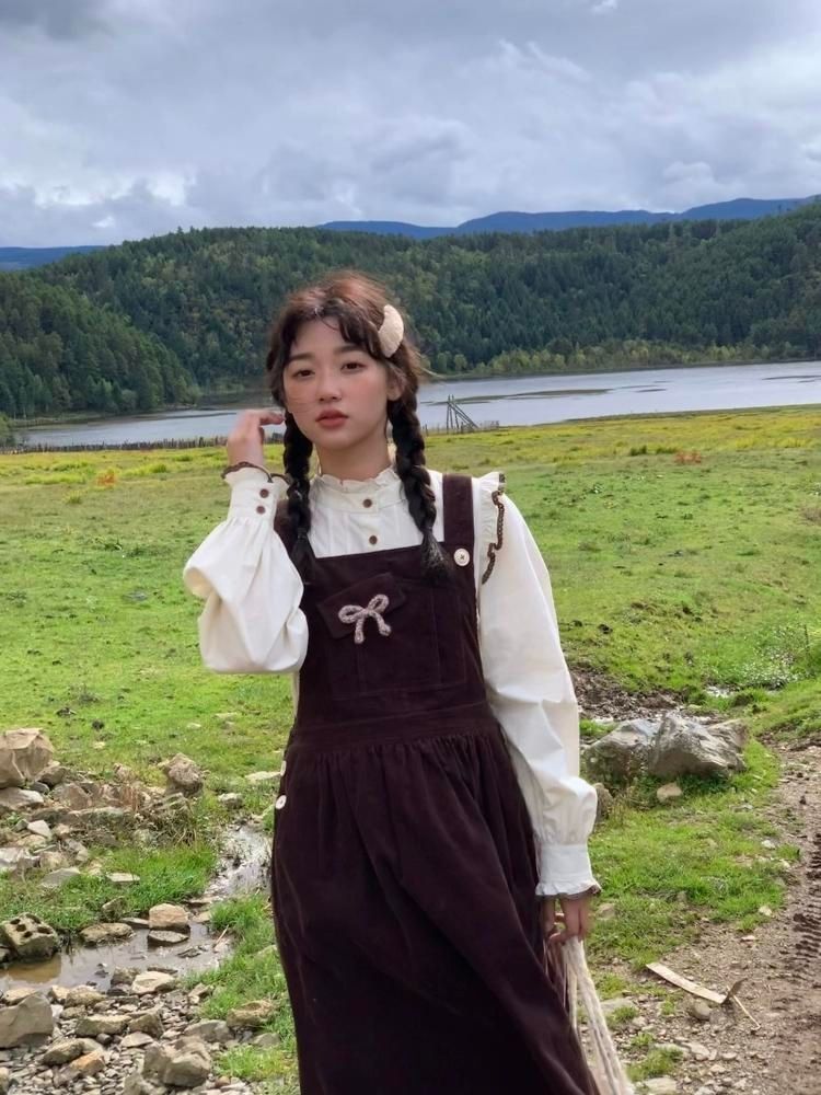 Corduroy Bow Pocket Sleeveless Vest Dress【s0000005887】