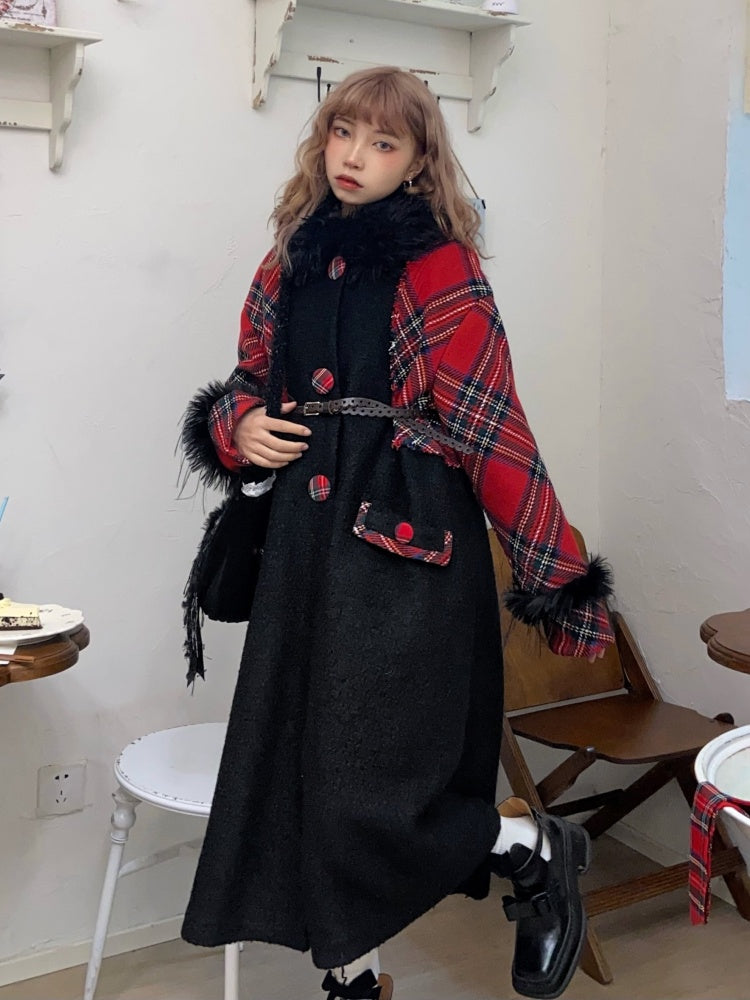 Retro Plaid Long Wool Coat【s0000004414】