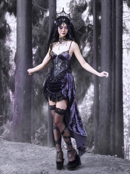 Gothic Velvet Lace Suspender Dress【s0000003866】