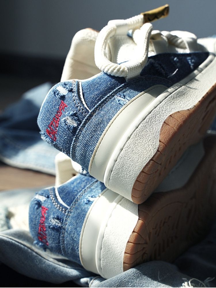 Denim Blue Casual Sport Lace Up Sneakers [s0000002570]