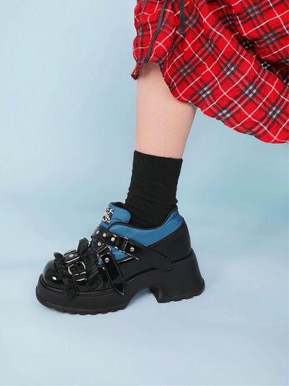 Ruffle Buckle Velcro Platform Shoes【s0000002675】