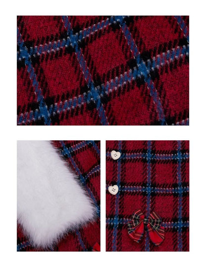 Red plaid christmas retro coat【s0000004035】