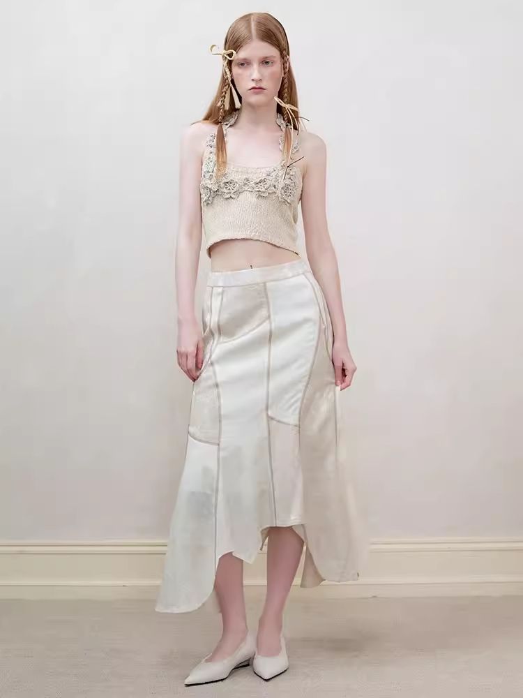 Patchwork stitching shirt + half skirt【s0000008177】