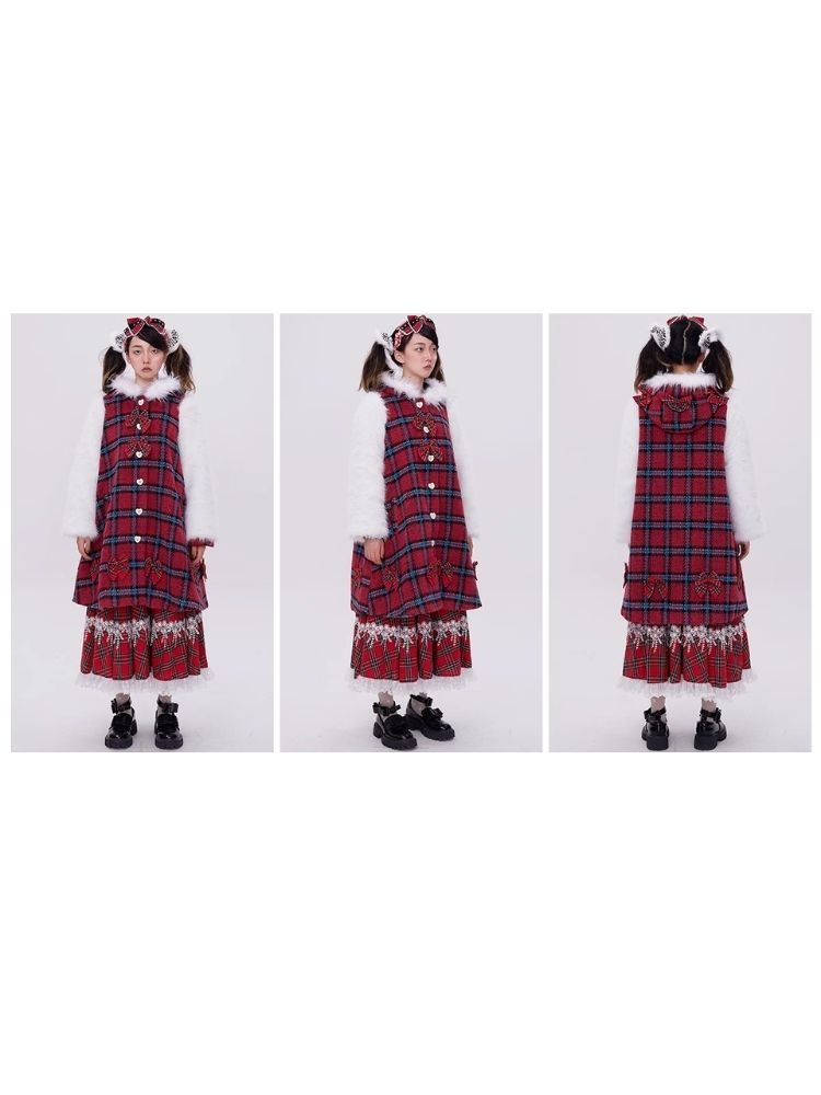 Red plaid christmas retro coat【s0000004035】