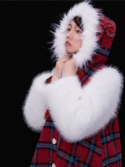 Red plaid christmas retro coat【s0000004035】