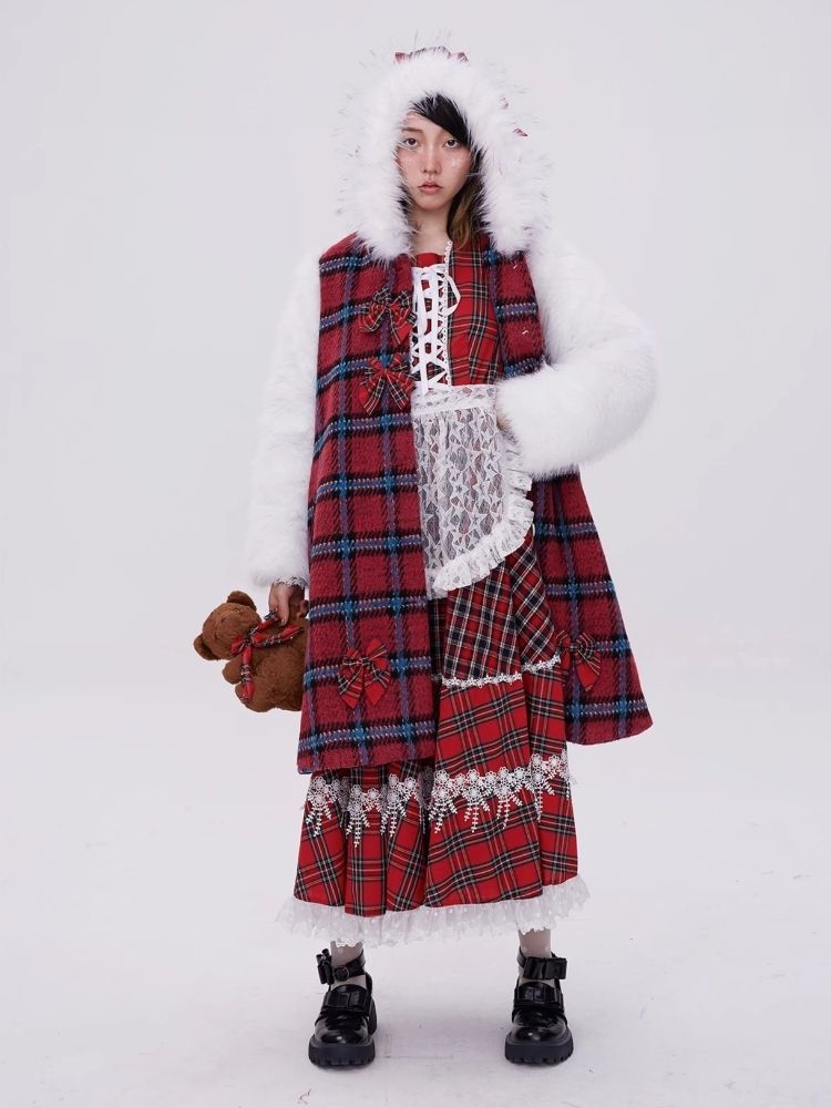 Red plaid christmas retro coat【s0000004035】