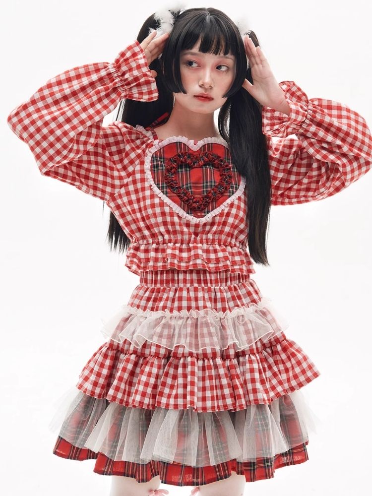 Retro Lolita red cake skirt niche bustier【s0000004276】