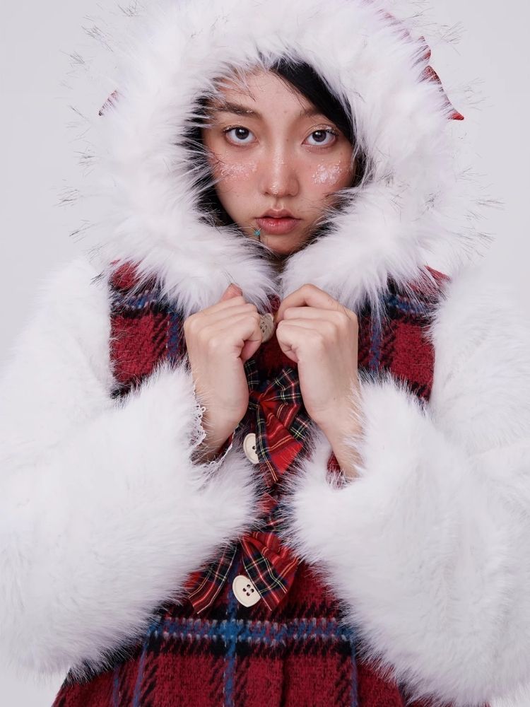 Red plaid christmas retro coat【s0000004035】