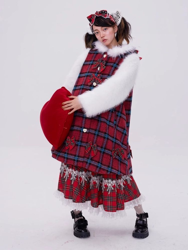 Red plaid christmas retro coat【s0000004035】