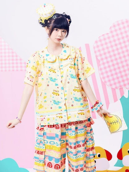 Showa girl original three-color ribbon shirt 【s0000002879】