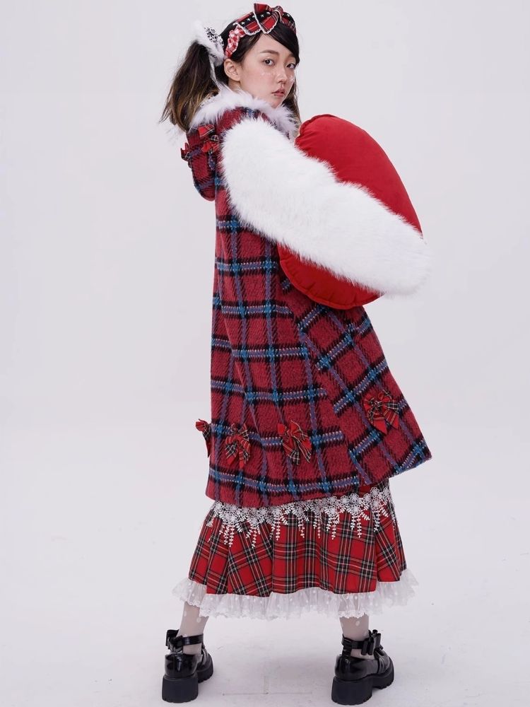 Red plaid christmas retro coat【s0000004035】