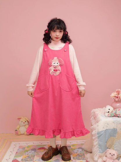 Puppy Doll Applique Cute Corduroy Tank Dress【s0000004294】