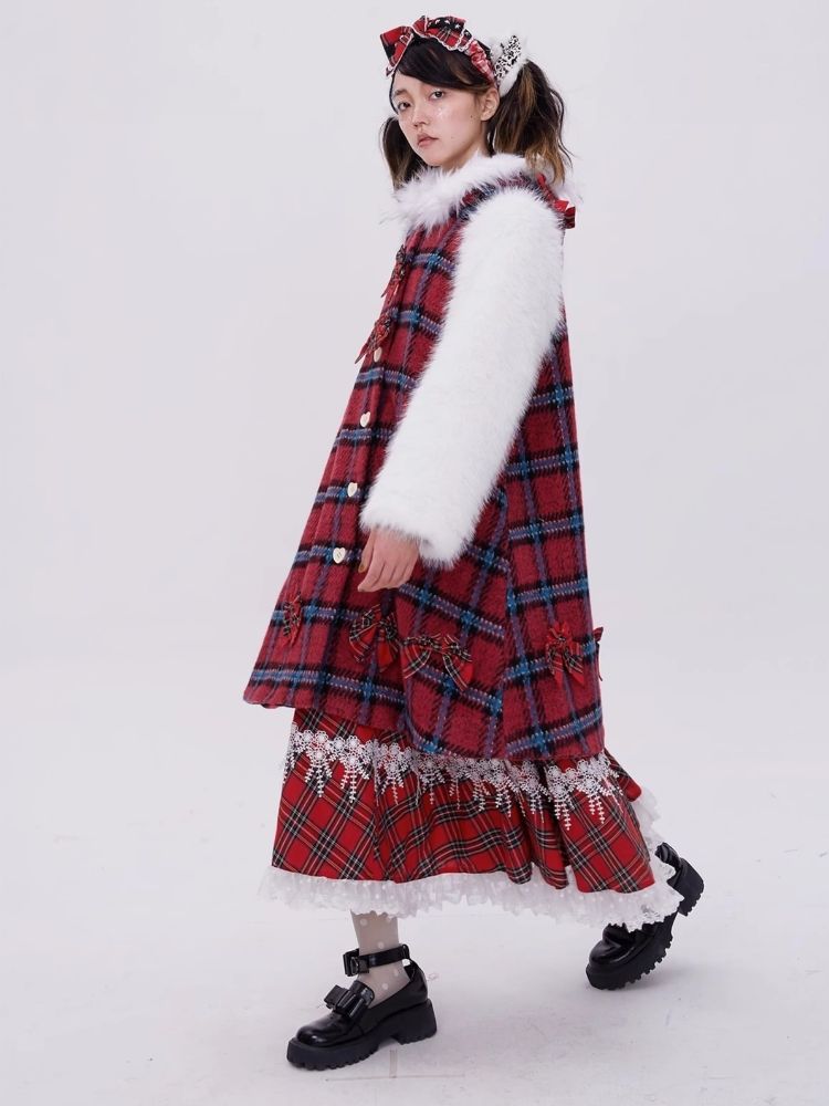 Red plaid christmas retro coat【s0000004035】