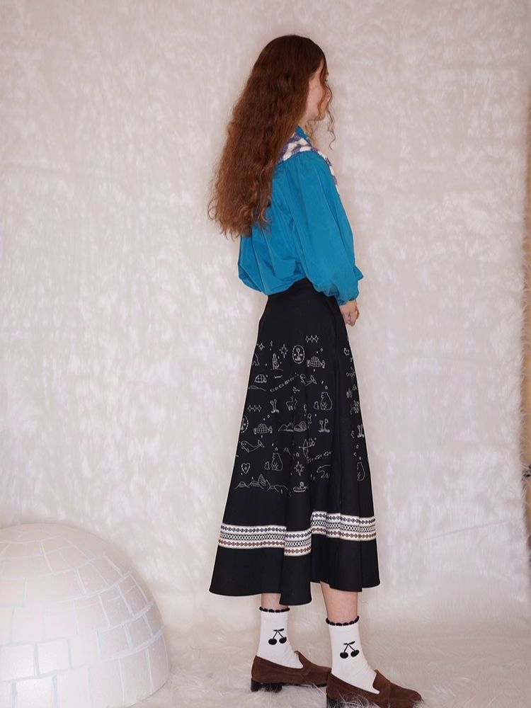 Embroidery / Printed Big Pendulum Skirt【s0000005910】