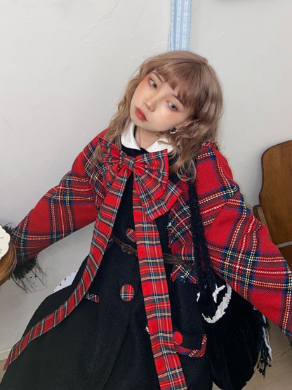 Retro Plaid Long Wool Coat【s0000004414】