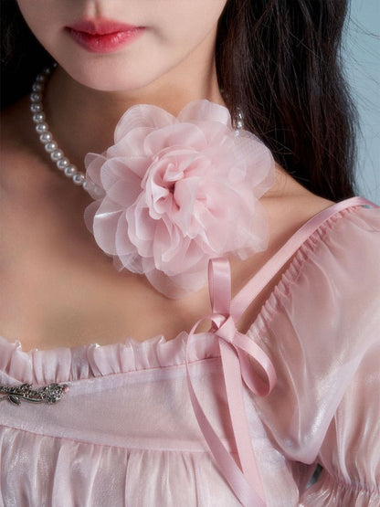 Flower rose pearl necklace/choker【s0000002011】