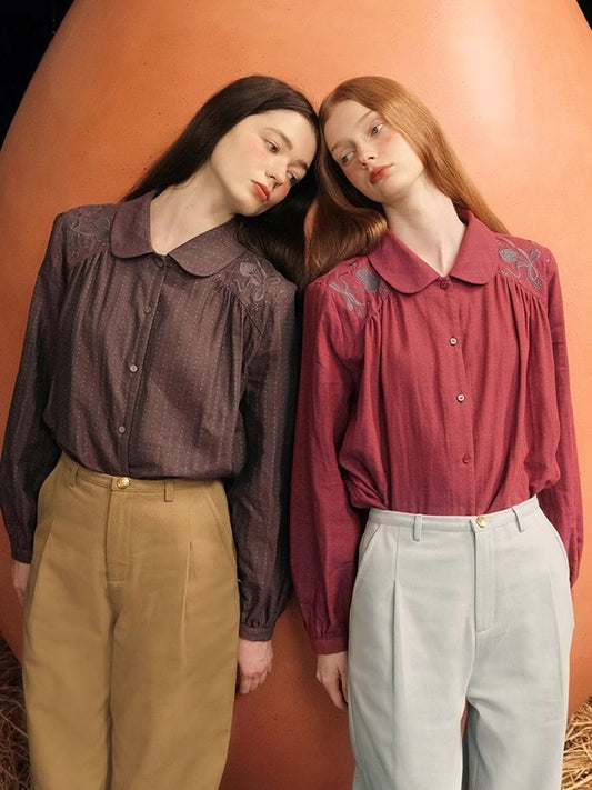 Woooo 자수 D Tere d Kotton 셔츠 [S000005941]