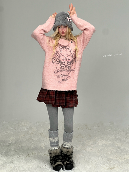 Rabbit Lazy Style Irregular Doll Collar Sweater【s0000015262】