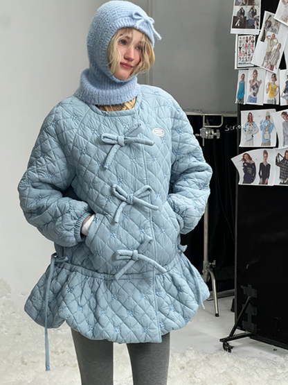 Design Pocket Hem Mid-Length Thickened Warm Cotton Quilted Jacket【s0000015258】