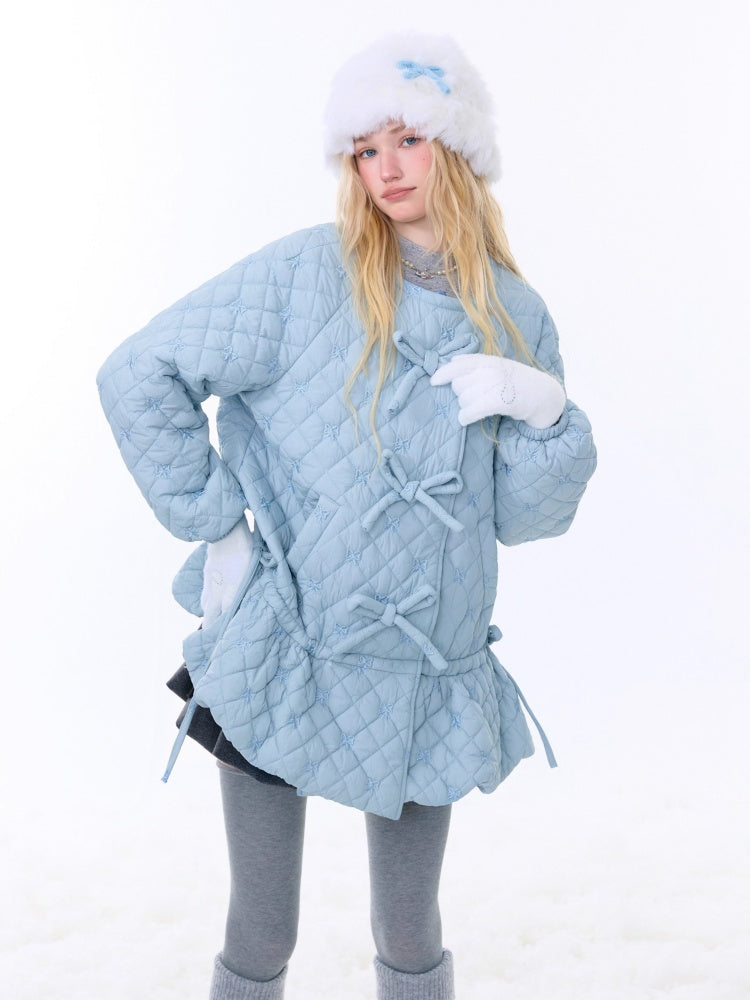 Design Pocket Hem Mid-Length Thickened Warm Cotton Quilted Jacket【s0000015258】