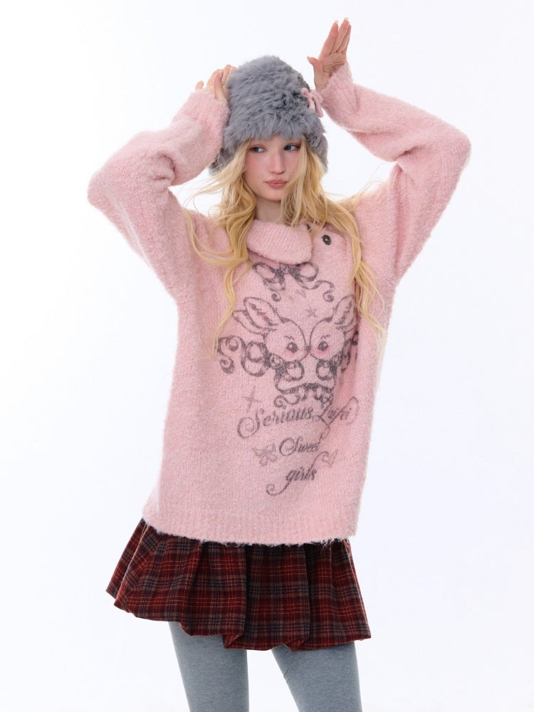 Rabbit Lazy Style Irregular Doll Collar Sweater【s0000015262】