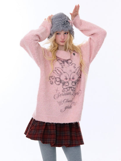 Rabbit Lazy Style Irregular Doll Collar Sweater【s0000015262】