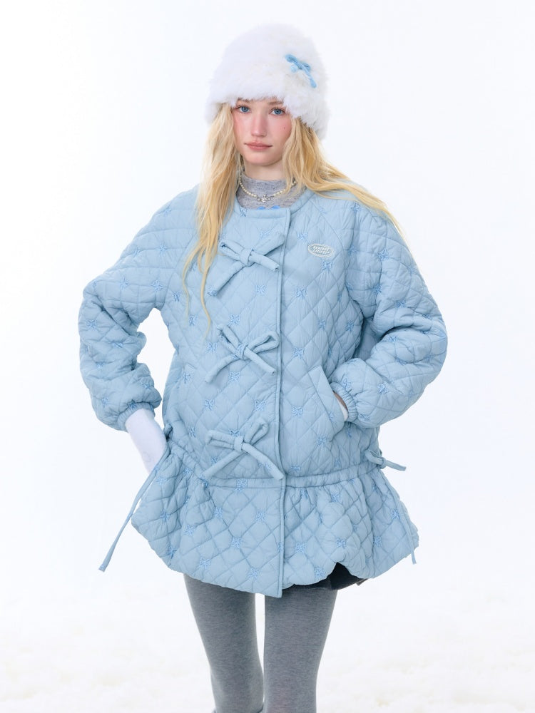 Design Pocket Hem Mid-Length Thickened Warm Cotton Quilted Jacket【s0000015258】
