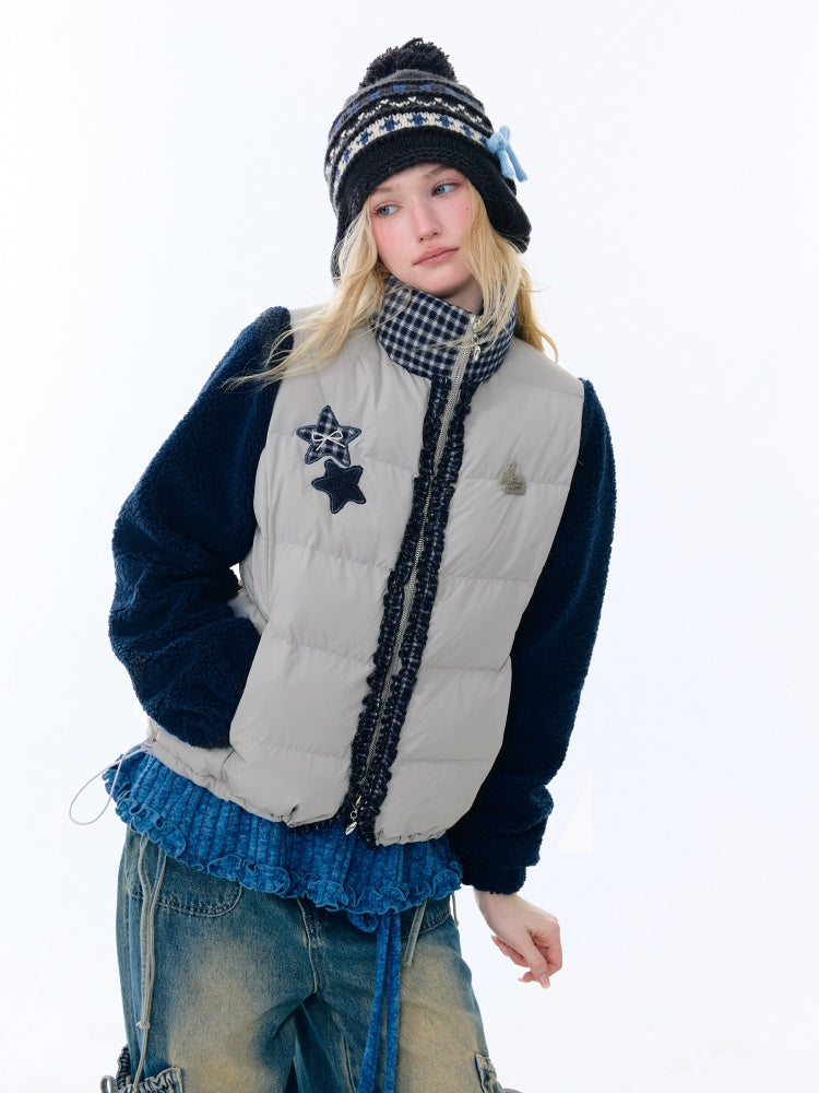 Star Print Contrast Stitching Thickened Warm Jacket【s0000015260】