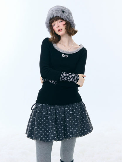 Leopard Print Cuff Long Sleeve T-Shirt Slimming Crew Neck Knitted Base Shirt【s0000015263】
