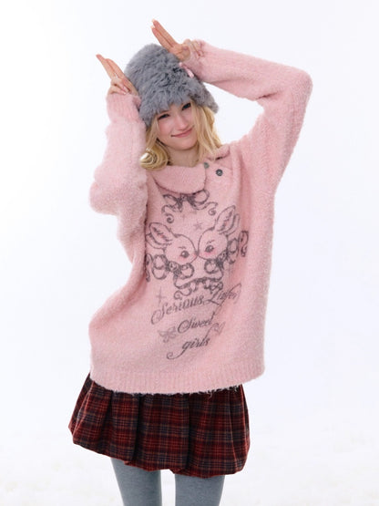 Rabbit Lazy Style Irregular Doll Collar Sweater【s0000015262】