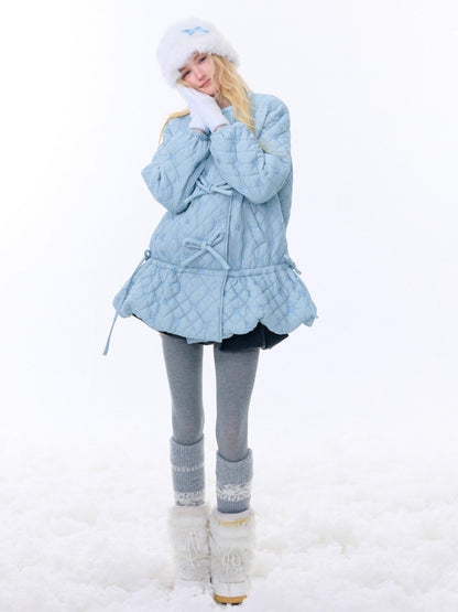 Design Pocket Hem Mid-Length Thickened Warm Cotton Quilted Jacket【s0000015258】