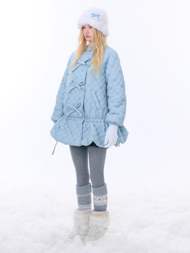 Design Pocket Hem Mid-Length Thickened Warm Cotton Quilted Jacket【s0000015258】