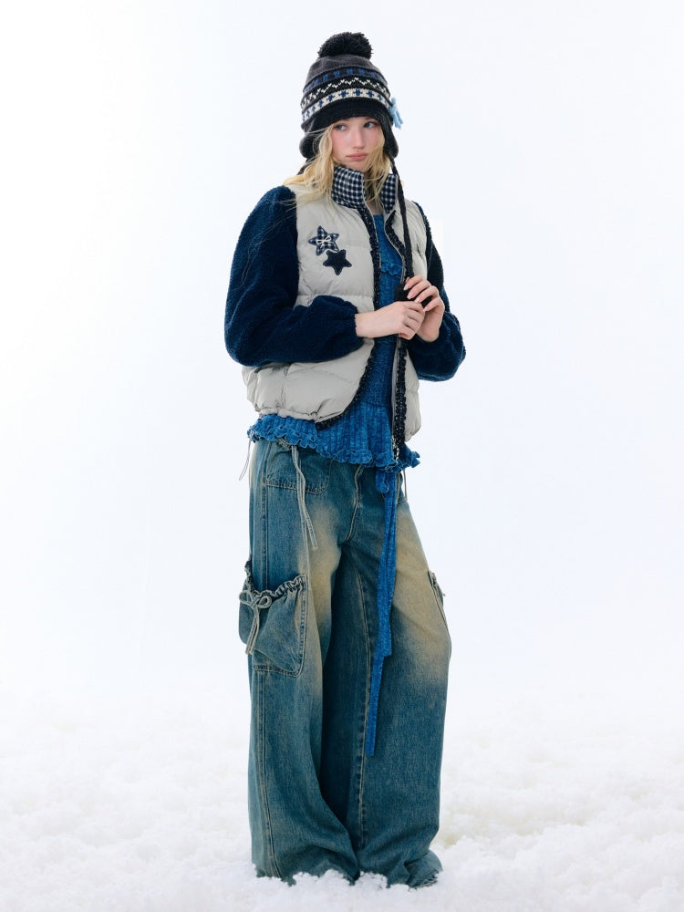 Star Print Contrast Stitching Thickened Warm Jacket【s0000015260】