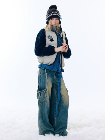 Star Print Contrast Stitching Thickened Warm Jacket【s0000015260】