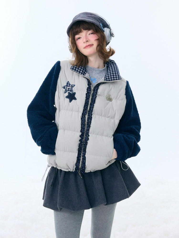 Star Print Contrast Stitching Thickened Warm Jacket【s0000015260】