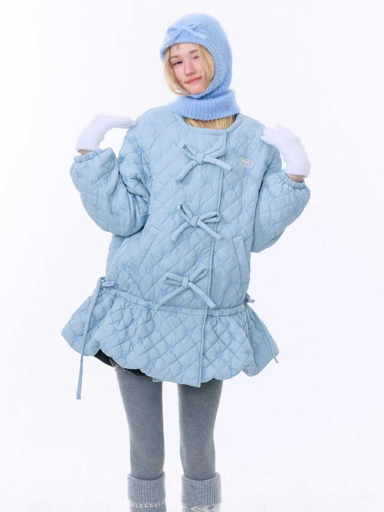 Design Pocket Hem Mid-Length Thickened Warm Cotton Quilted Jacket【s0000015258】