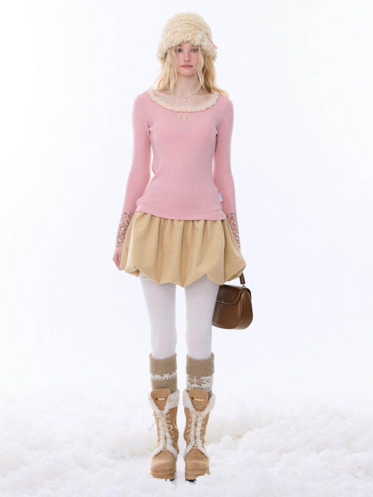 High Waist Slimming Drawstring Woolen Pocket Skirt【s0000015265】