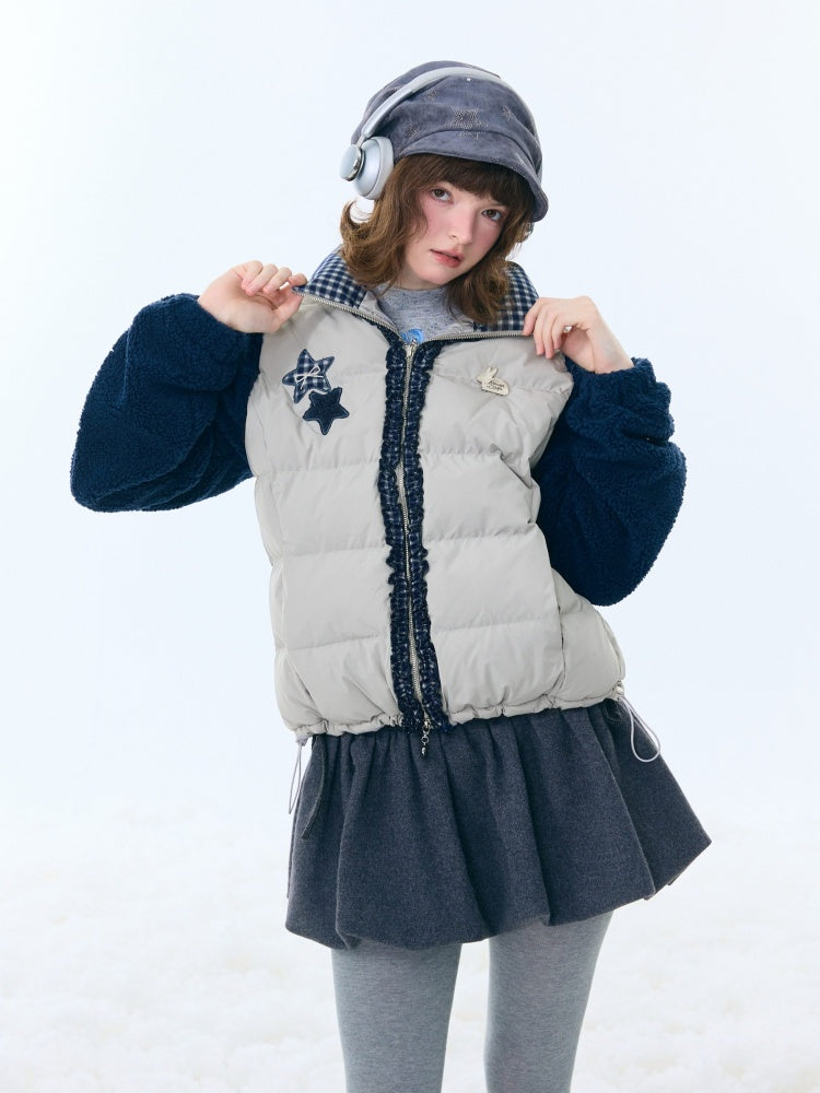 Star Print Contrast Stitching Thickened Warm Jacket【s0000015260】